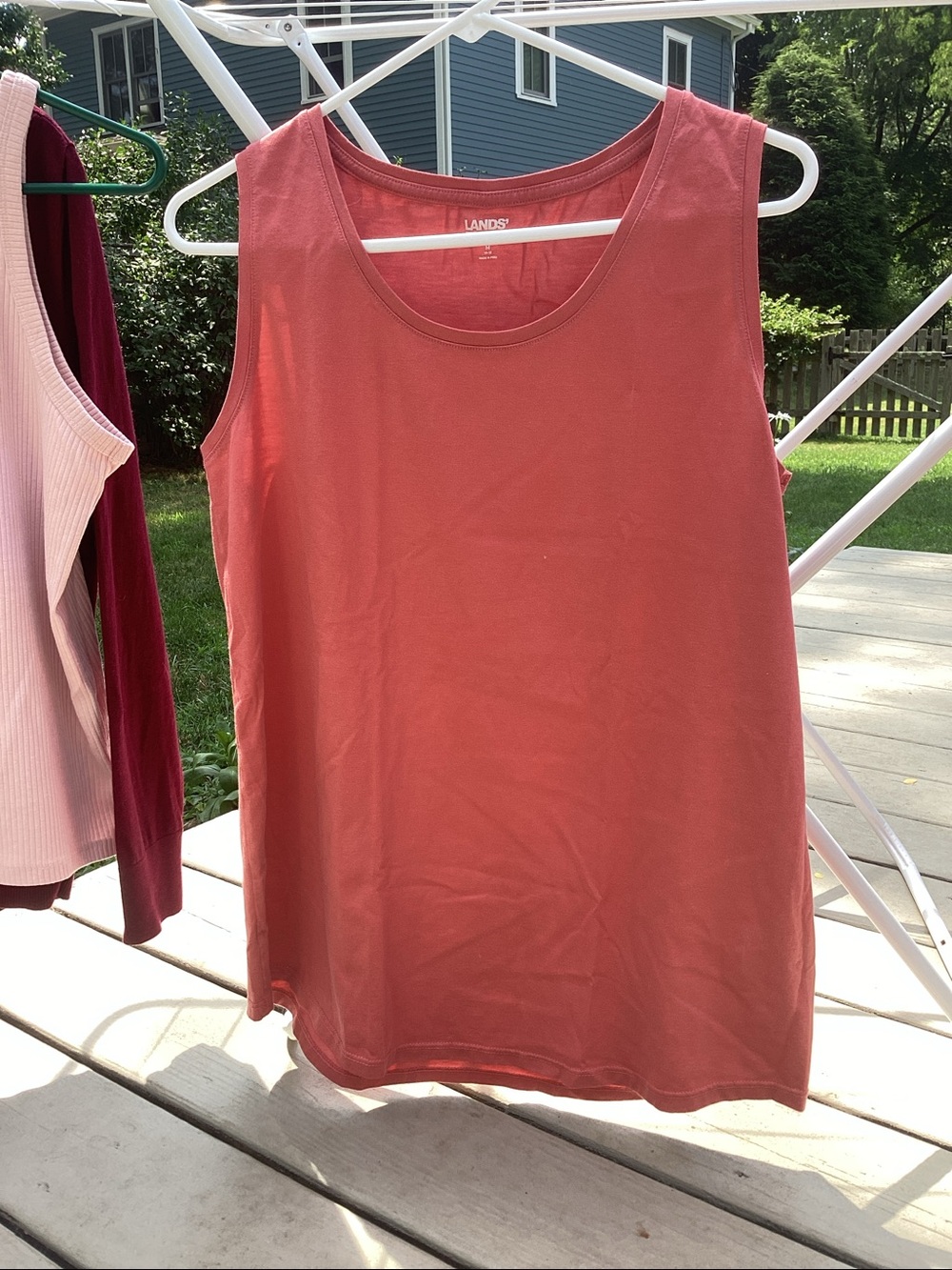 Lands' End 100% Cotton Tank Top Salmon Pink, M (10-12)